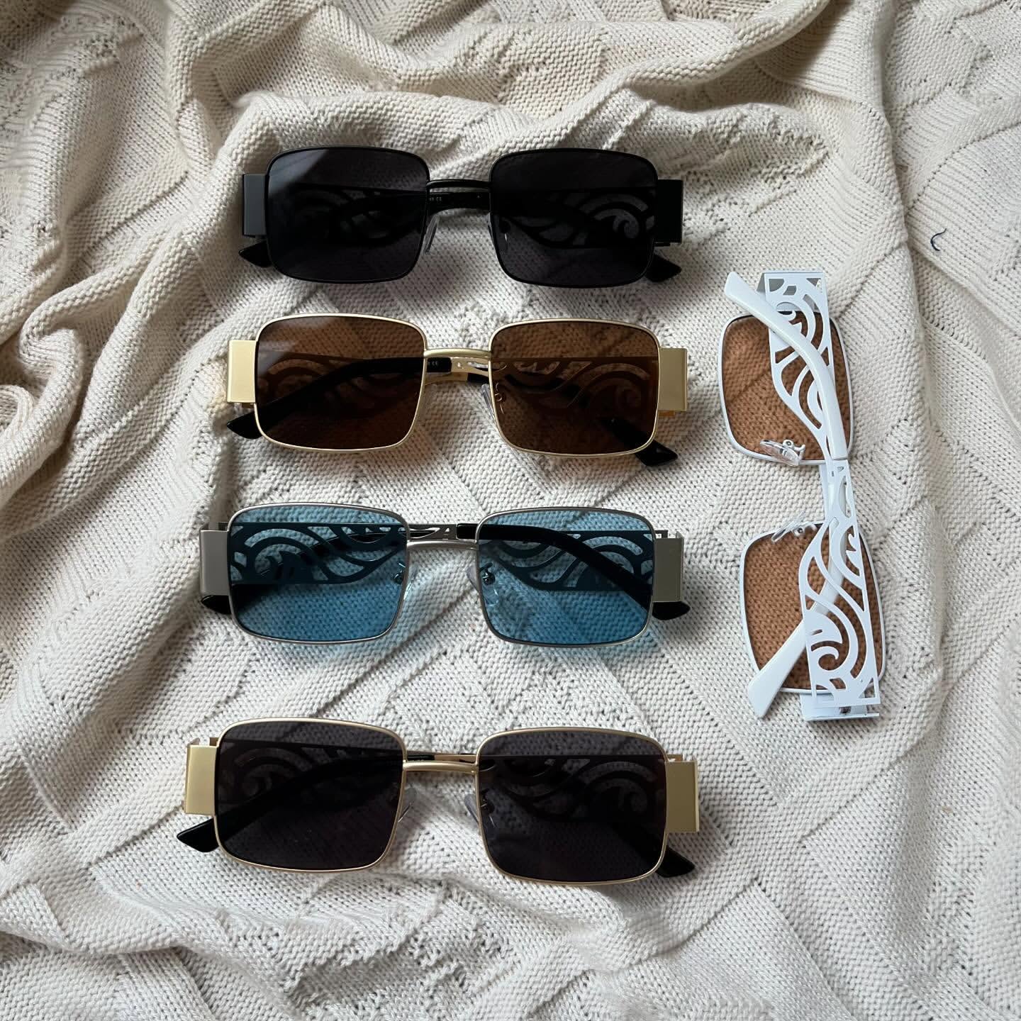 عینک مستطیلی دور فلزی