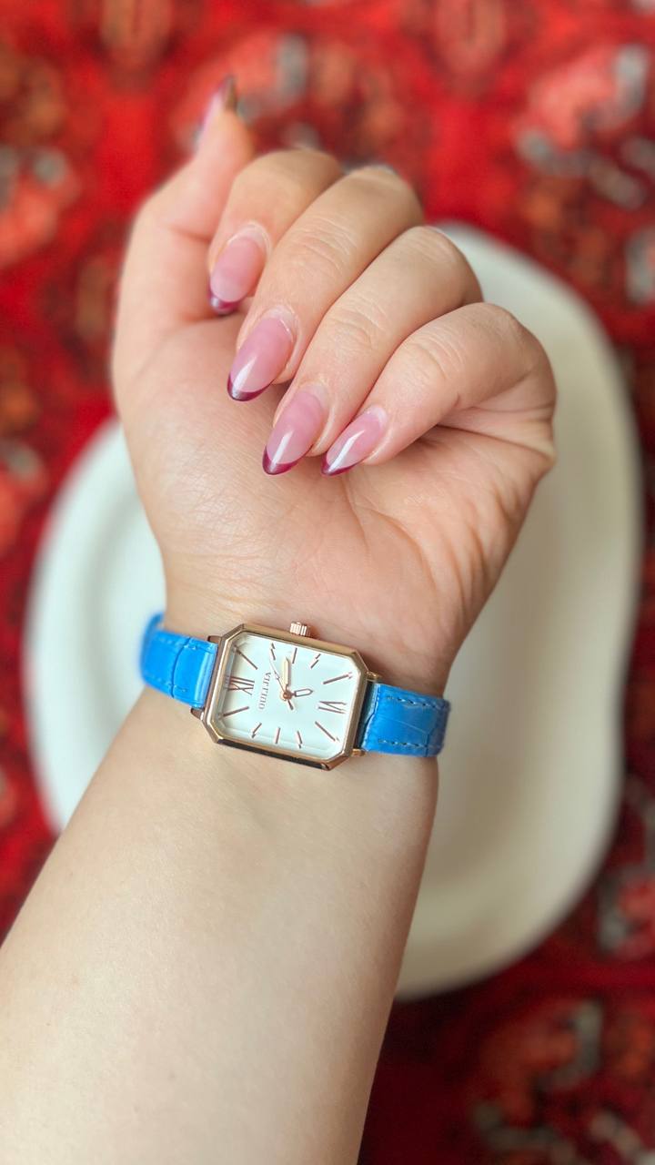 ساعت بندچرم صفحه مستطیلی